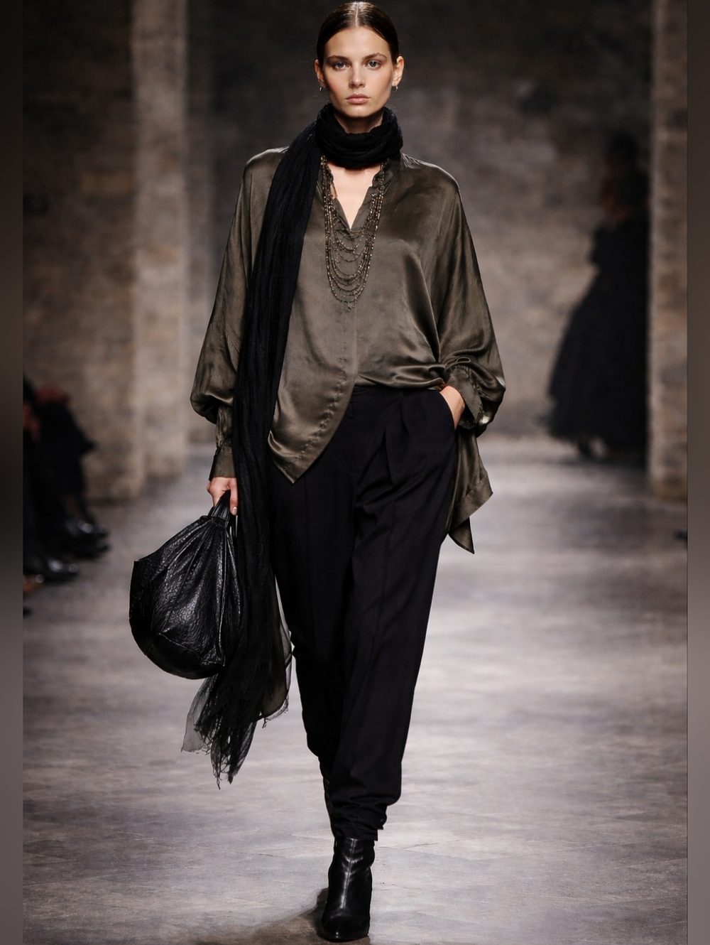 NWT Haider Ackermann Khaki Washed Satin Oversized US 8 Shirt FR 40 Maxfield